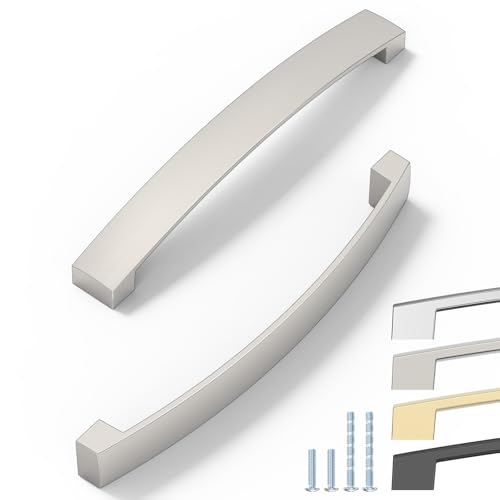 ELEBUILD 6er Pack Griffe, 160mm, Nickel matt gebürstet, Schrankgriffe, Elegante Küchengriffe von ELEBUILD