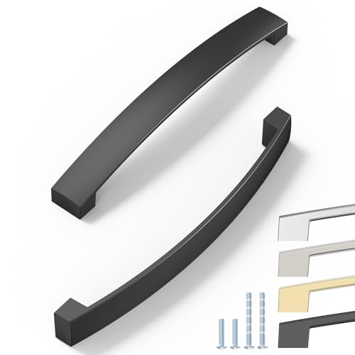 ELEBUILD 6er Pack Griffe, 160mm, Schwarz, Schrankgriffe, Elegante Griffe für die Küche von ELEBUILD
