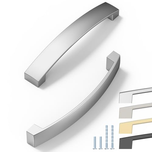 ELEBUILD Packung mit 12 Griffen, 128mm, Chrom, Schrankgriffe, Elegante Küchengriffe von ELEBUILD