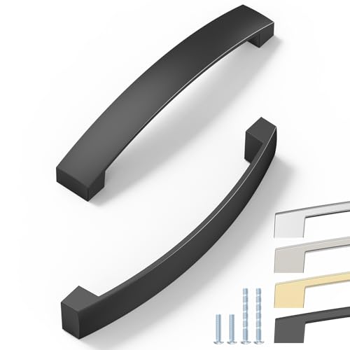 ELEBUILD Packung mit 12 Griffen, 128mm, Schwarz, Schrankgriffe, Elegante Küchengriffe von ELEBUILD