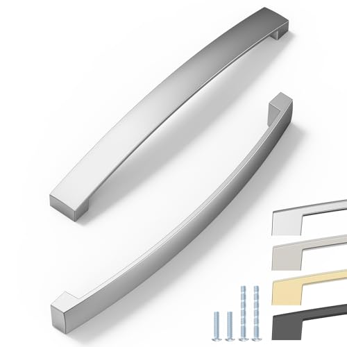 ELEBUILD Packung mit 12 Griffen, 192mm, Chrom, Schrankgriffe, Elegante Küchengriffe von ELEBUILD