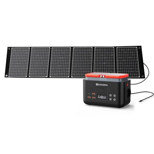 ELECAENTA EM200 Tragbare Powerstation mit LSFC-60 Faltbare Solar Panel, 200Wh LiFePO4 Solargenerator Reine Sinuswelle, Balkonkraft für Outdoor Camping Hause von ELECAENTA