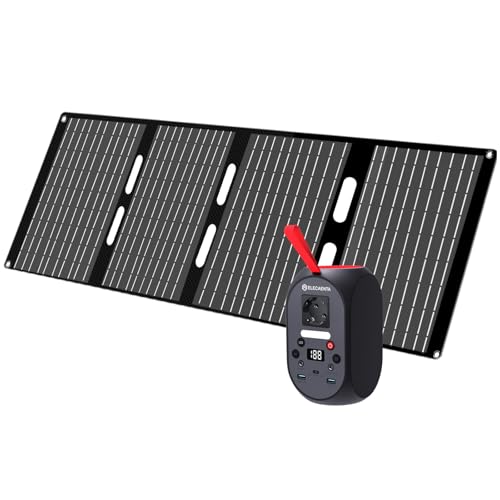 ELECAENTA Tragbare Powerstation 99Wh LiFePO4-Akku mit 40W Solar Ladegerät, 120W Solar Generatoren mit PD 30W/AC/DC Ausgabe Back-up-Akku für Reise Outdoor Camping von ELECAENTA