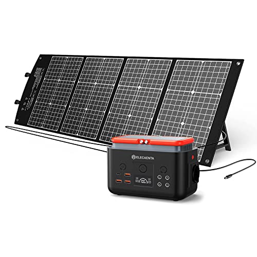 ELECAENTA Tragbare Powerstation EM200 mit 120W Faltbare Solar Panel, 200Wh LiFePO4 Solargenerator Reine Sinuswelle, Balkonkraft für Camping/zu Hause von ELECAENTA