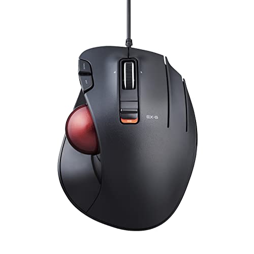 ELECOM EX-G Trackball-Maus, kabelgebunden, Daumensteuerung, ergonomisches Design, 5-Tasten-Funktion mit reibungslosem Tracking, ergonomisches Design, optischer Gaming-Sensor, glatter roter Ball, von ELECOM