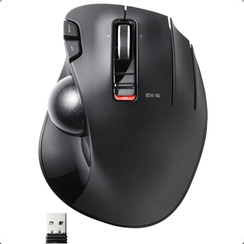 ELECOM EX-G Trackball-Maus, 2,4 GHz USB Wireless, Ergonomisches Design, Daumensteuerung, glatter Rollball, optische Verfolgung, 6 programmierbare Tasten, Neigungs-Scroll, Computermäuse für Laptop, PC, ELECOM EX-G Trackball-Maus, 2,4 GHz USB Wireless, Ergonomisches Design, Daumensteuerung, glatter Rollball, optische Verfolgung, 6 programmierbare Tasten, Neigungs-Scroll, Computermäuse für Laptop, PC, von ELECOM