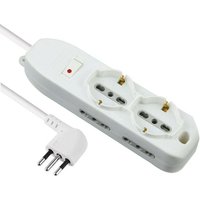 Electraline - Weiße Steckdosenleiste mit doppeltem Durchgang, Schuko-Steckdosen und Wärmeschutz - 6 Plätze 2P+E 10A, mit 3x0,75 mm² Kabel, 2 Meter von ELECTRALINE