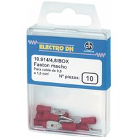 Electro Dh - Box 10 Isolierte Faston-Steckklemmen für Kabel 0,5-1,5 mm² 6,35 mm Farbe Rot Hülse 10.914/6.3/R/BOX 8430552088188 von ELECTRO DH