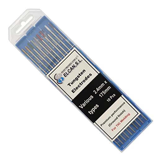 ELCAN Profi WIG-Schweißen Wolfram verschiedene Farben, Schweißelektroden für 1,6 2,4 mm WIG-Brenner, Packung mit 10 Stück - Maße: 2,4 x 175 mm von ELECTROMECANICA CANTABRIA ELCAN