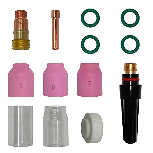 ELCAN Verbrauchsmaterial und professionelles Zubehör für WIG-Schweißbrenner der Serie WP 17 18 26 mit Keramikdüsen, Düsen, Auffangkörper, Rückenkappen und Auffangbehältern. 13 Stück von ELECTROMECANICA CANTABRIA ELCAN