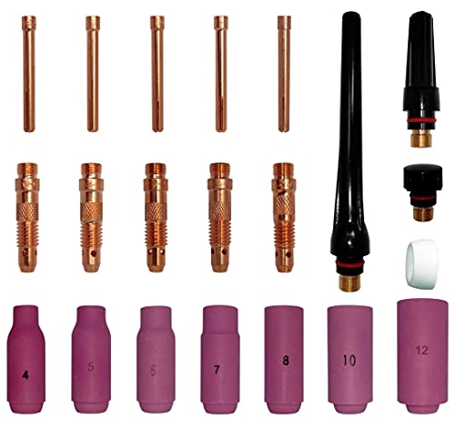 ELCAN Verbrauchsmaterial und professionelles Zubehör für WIG-Schweißbrenner der Serie WP 17 18 26 mit Keramikdüsen, Düsen, Auffangkörper, Rückenkappen und Auffangbehältern. 21 Stück ELCAN Verbrauchsmaterial und professionelles Zubehör für WIG-Schweißbrenner der Serie WP 17 18 26 mit Keramikdüsen, Düsen, Auffangkörper, Rückenkappen und Auffangbehältern. 21 Stück von ELECTROMECANICA CANTABRIA ELCAN