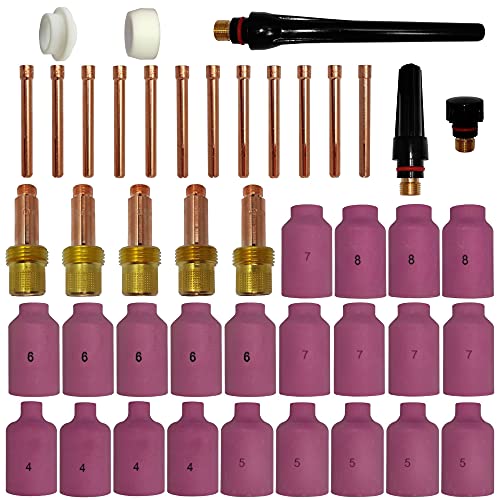 ELCAN Verbrauchsmaterial und professionelles Zubehör für WIG-Schweißbrenner der Serie WP 17 18 26 mit Keramikdüsen, Düsen, Auffangkörper, Rückenkappen und Auffangbehältern. 44 Stück von ELECTROMECANICA CANTABRIA ELCAN