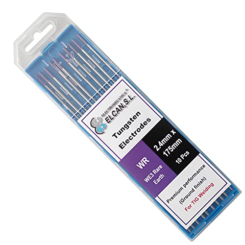 ELCAN Wolfram-WIG-Schweißen Seltenerd Lila Violett E3 Professional, Schweißelektroden für 1,6 2,4 mm WIG-Brenner, 10 Einheiten - Abmessungen: 2,4 x 175 mm von ELECTROMECANICA CANTABRIA ELCAN