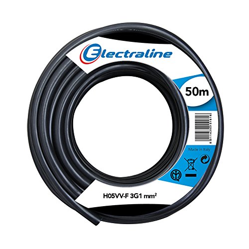 Kabel H05VV-F - 3G1 mm. - 50 mt - Schwarz von Electraline