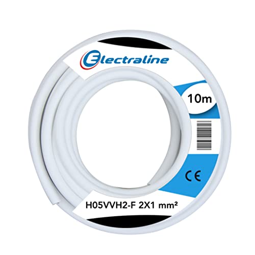 Kabel H05VVH2-F - 2x1 mm. - 10 mt - Weiß von Electraline