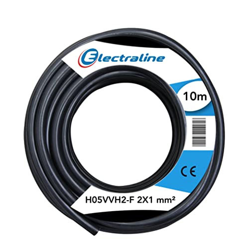 Kabel H05VVH2-F - 2x1 mm. - 10 mt - Schwarz von Electraline