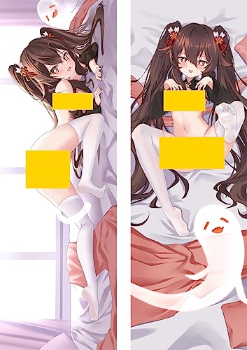 ELEDVB Für Genshin Impact Hu Tao Body Kissenbezug Kissenhülle,Anime Pillowcase Doppelseitige Umarmungskissen Bezug,Anime Doppelseitige Muster Kissenbezug Körper,Peachskin-50cm*150cm von ELEDVB