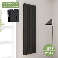 Design Heizkörper Anthrazit Flachheizkörper Heizung Vertikal Doppellagig 1800x539mm - Elegant von ELEGANT