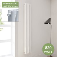 Design Heizkörper Weiß Doppellagig Röhrenheizkörper Oval Mittelanschluss Paneelheizkörper Vertikal 1800x236mm 820Watt - Elegant Design Heizkörper Weiß Doppellagig Röhrenheizkörper Oval Mittelanschluss Paneelheizkörper Vertikal 1800x236mm 820Watt - Elegant von ELEGANT