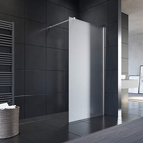 ELEGANT 140x200 cm Walk-In Dusche mit Stabilisator aus 8 mm Vollsatiniert Glas inkl. Nanobeschichtung von ELEGANT