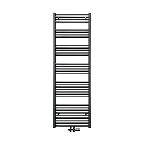 ELEGANT Badheizkörper Mittelanschluß 1800x600mm mit Anthrazit Multiblock Thermostat Handtuchheizkörper Handtuchtrockner Handtuchwärmer von ELEGANT