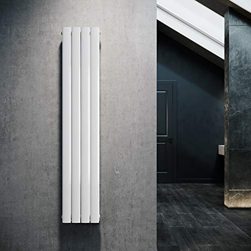 ELEGANT Design Heizkörper Flach 1600x308 mm Weiß Doppellagig Vertikal Heizkörper Paneelheizkörper Mittelanschluss Flachheizkörper von ELEGANT