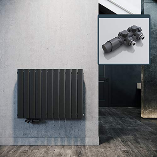 ELEGANT Design Heizkörper Horizontal mit Anthrazit Multiblock 630x847mm Doppellagig Anthrazit Badezimmer/Wohnraum Paneelheizkörper Mittelanschluss Flachheizkörper von ELEGANT