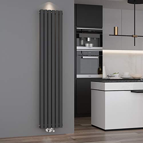 ELEGANT Design Paneelheizkörper Röhren 1800 x 354 mm Anthrazit Doppellagig Badheizkörper Mittelanschluss Vertikal Röhren Heizkörper von ELEGANT