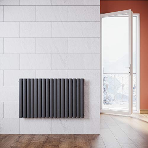ELEGANT Design Paneelheizkörper Röhren 600x1003mm Anthrazit Doppellagig Badezimmer/Wohnraum Horizontal Heizkörper Seitenanschluss Badheizkörper Radiator von ELEGANT