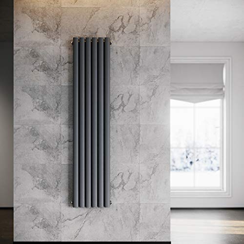 ELEGANT Heizkörper Modern Vertikal Anthrazit 1600x354mm Design Paneelheizkörper Röhren Doppellagig Flachheizkörper Mittelanschluss Heizung von ELEGANT