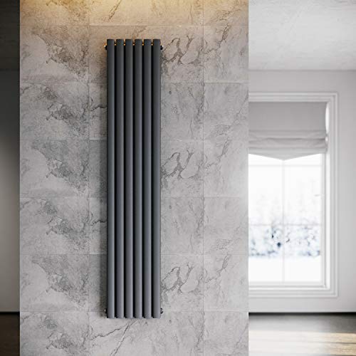 ELEGANT Heizkörper Modern Vertikal Anthrazit 1800x354mm Design Paneelheizkörper Röhren Doppellagig Flachheizkörper Mittelanschluss Heizung von ELEGANT
