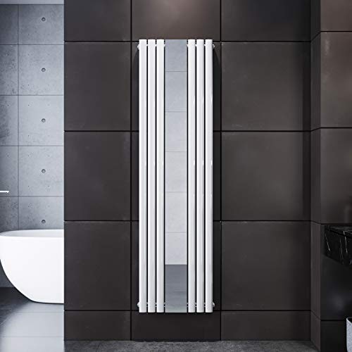 ELEGANT Heizkörper Modern mit Spiegel Vertikal Weiß 1800x500mm Design Paneelheizkörper Röhren Einlagig Flachheizkörper Mittelanschluss Heizung von ELEGANT