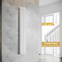Elegant - Paneelheizkorper Weiß Röhren Heizkörper Vertikal 1600x236mm Doppellagig von ELEGANT
