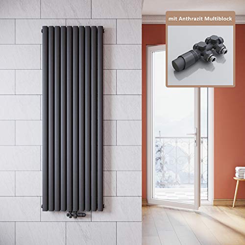 ELEGANT Vertikal Heizkörper Anthrazit 1800x590mm mit Multiblock Anthrazit Thermostat Design Heizkörper Doppellagig Röhrenheizkörper Badheizkörper Mittelanschluss ELEGANT Vertikal Heizkörper Anthrazit 1800x590mm mit Multiblock Anthrazit Thermostat Design Heizkörper Doppellagig Röhrenheizkörper Badheizkörper Mittelanschluss von ELEGANT