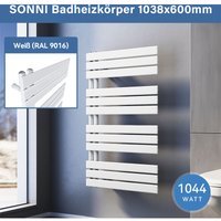 Badheizkörper Handtuchtrockner Handtuchwärmer Panel 1038x600mm Weiß Bad-Heizkörper Seitenanschluss 1044 Watt - Elegant von ELEGANT