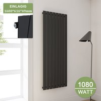 Elegant - Design Heizkörper Anthrazit Flachheizkörper Heizung Vertikal Einlagig 1600x616mm von ELEGANT