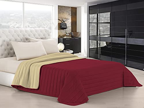 Italian Bed Linen Elegant Sommer Steppdecke bordeaux/creme, 100% Mikrofaser, 260x270cm von Italian Bed Linen