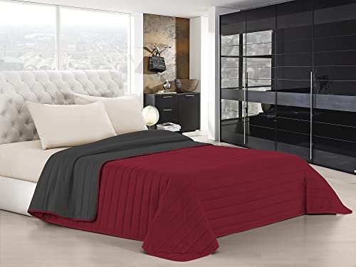 Italian Bed Linen Elegant Sommer Steppdecke bordeaux/dunkel grau, 100% Mikrofaser, 260x270cm von Italian Bed Linen