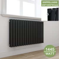 Heizkörper Anthrazit Doppellagig Röhrenheizkörper Oval Paneelheizkörper Horizontal 600x1003mm 1445Watt - Elegant von ELEGANT