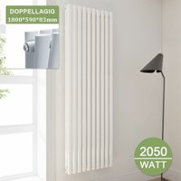 Paneelheizkorper Weiß Röhren Heizkörper Vertikal 1800x590mm Doppellagig - Elegant von ELEGANT