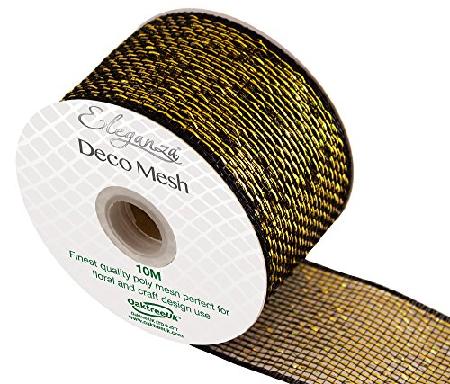 Eleganza Deco Mesh Metallic 63 mm x 10 m schwarz/Gold, Mehrfarbig von Eleganza