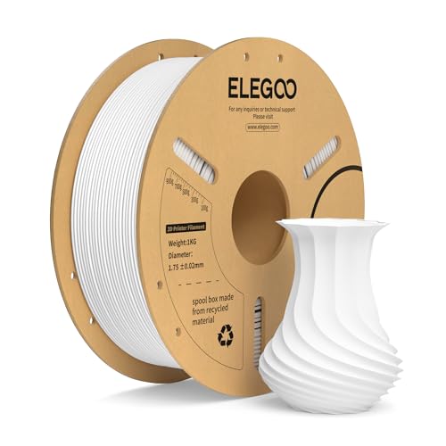 ELEGOO PLA+ Filament 1.75mm Weiß 1KG, Härter und Stärker Filament-3D-Druckmaterialien, Maßgenauigkeit +/-0,02mm, Kompatibel mit den Meisten FDM-Drucker(1KG/Spool, 2.2lbs) von ELEGOO