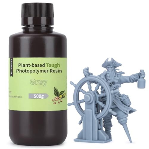 ELEGOO 3D Drucker Resin auf Pflanzlicher Basis mit Extrem Geringem Geruch und Hoher Präzision, 405 nm UV Rapid Photopolymerharz, Schnelle Aushärtung Harz für Resin 3D Drucker Grau 500g von ELEGOO