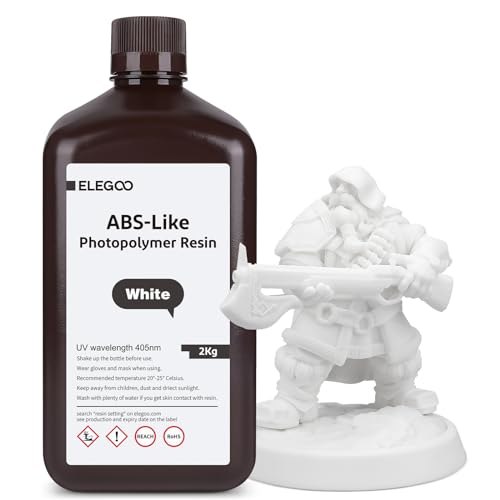 ELEGOO 405nm ABS-Like Resin, LCD UV Rapid Resin Hohe Präzision, Nicht Spröde, Nicht Giftig für LCD/DLP 3D Drucker Photopolymer Harz 2kg Weiß von ELEGOO