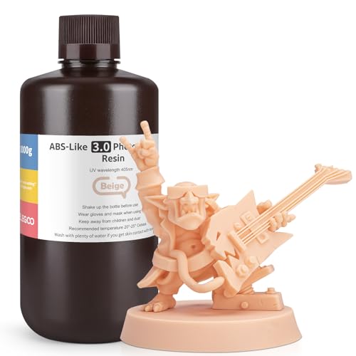ELEGOO 405nm ABS-Like Resin 3.0, LCD UV Rapid Resin Hohe Präzision, Nicht Spröde, Verbesserte Festigkeit und Zähigkeit für LCD/DLP 3D Drucker Photopolymer Harz Beige 1000g von ELEGOO