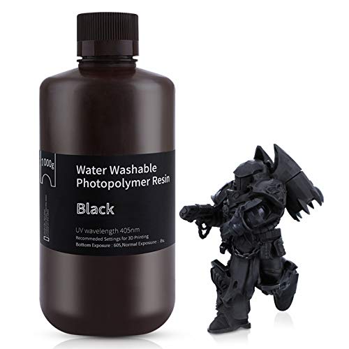 ELEGOO 405nm Wasser Waschbares Resin, Water Washable 3D Drucker Rapid Harz für LCD UV Härtung Photopolymer 3D Drucker 1000g Schwarz ELEGOO 405nm Wasser Waschbares Resin, Water Washable 3D Drucker Rapid Harz für LCD UV Härtung Photopolymer 3D Drucker 1000g Schwarz von ELEGOO