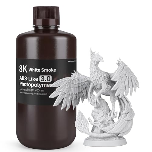 ELEGOO 8K ABS-Like Resin 3.0, LCD UV Rapid Resin Hohe Präzision, Nicht Spröde, Verbesserte Festigkeit und Zähigkeit für LCD/DLP 3D Drucker Photopolymer Resin Weißer Rauch 1000g ELEGOO 8K ABS-Like Resin 3.0, LCD UV Rapid Resin Hohe Präzision, Nicht Spröde, Verbesserte Festigkeit und Zähigkeit für LCD/DLP 3D Drucker Photopolymer Resin Weißer Rauch 1000g von ELEGOO