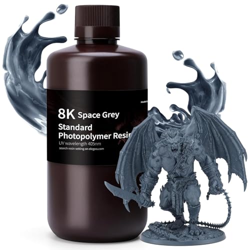 ELEGOO 8K Resin 3D Drucker Resin 1000g Space Grau, LCD 405nm UV 3D Resin Hohe Präzision Schnelle Aushärtung Standard 3D Printer Resin von ELEGOO