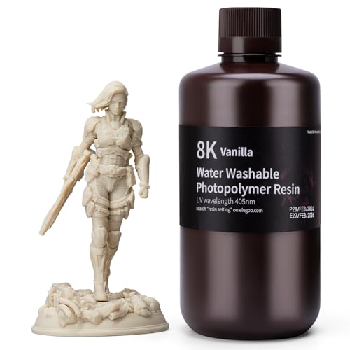 ELEGOO 8K Wasser Abwaschbar 3D Drucker Resin 1000g Vanille, 405nm LCD UV-Härtung Water Washable Resin 3D Printer resin für LCD/SLA Resin 3D Drucker ELEGOO 8K Wasser Abwaschbar 3D Drucker Resin 1000g Vanille, 405nm LCD UV-Härtung Water Washable Resin 3D Printer resin für LCD/SLA Resin 3D Drucker von ELEGOO