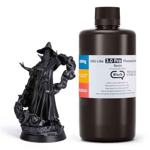 ELEGOO ABS-Like 3.0 Pro Resin Schwarz 1000g, Aufgerüstetes 3D-Drucker Harz für höhere Hitze- und Kratzfestigkeit, Kompatibel mit den meisten MSLA/LCD/DLP-Lichtaushärtungs-3D-Druckern ELEGOO ABS-Like 3.0 Pro Resin Schwarz 1000g, Aufgerüstetes 3D-Drucker Harz für höhere Hitze- und Kratzfestigkeit, Kompatibel mit den meisten MSLA/LCD/DLP-Lichtaushärtungs-3D-Druckern von ELEGOO